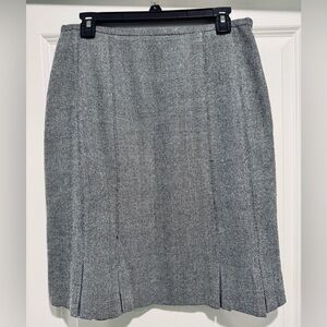 Cato Classic Gray Herringbone‎ Kick Pleat Wool Blend Skirt